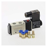 Électrovanne pneumatique électrique 5 voies 2 positions contrôle air gaz vanne magnétique 12 V 24 V 220 V bobine Volt raccords de tuyau DUO ER (couleur : valve uniquement, spécification : DC24V