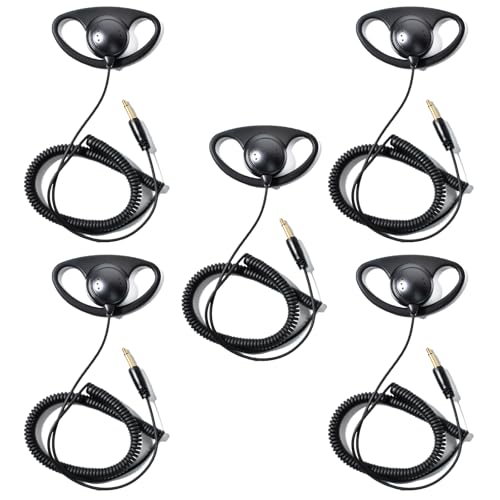 Image of HYSHIKRA 1 Pin 3.5mm Jack Headset 180° joint Reception Only Walkie Talkie Earpiece Compatible with Motorola Sepura Rexon Wouxun Kenwood Baofeng Quansheng handheld radios (D Shape, 5)
