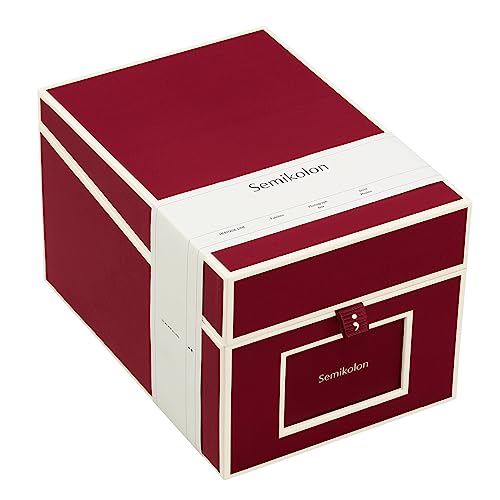 Boîte à CD et photos 10x15 cm Semikolon coffret rangement rigide bordeaux
