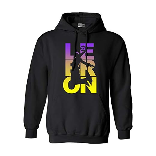 L23 23 LA Basketball Sports Fan Wear DT Sweatshirt Hoodie (Large, Black)