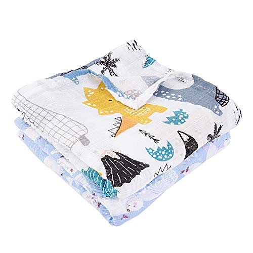 Muslin Swaddle Blankets 2 Pack – Large Unisex Silky Soft Bamboo Baby Receiving Blankets Swaddle Wrap for Boys and Girls (55”x42”)