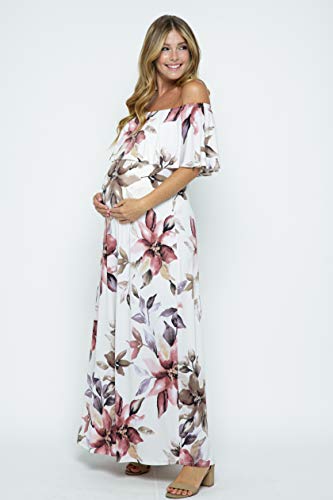 Maternity-Dress-Off-Shoulder-Maxi-Pregnant-Women-Baby-Shower-Photoshoot