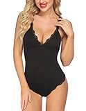 Die aus lace komponierten breiten Trägern besitzen Elastizität. Der V-Ausschnitte-Kragen wirkt äußerst sexy.