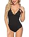 Meaneor_Fashion_Origin Body Damen Unterwäsche Sexy Bodysuit Spitze Babydoll Nachtwäsche V-Ausschnitt Shapewear Body, Schwarz, M