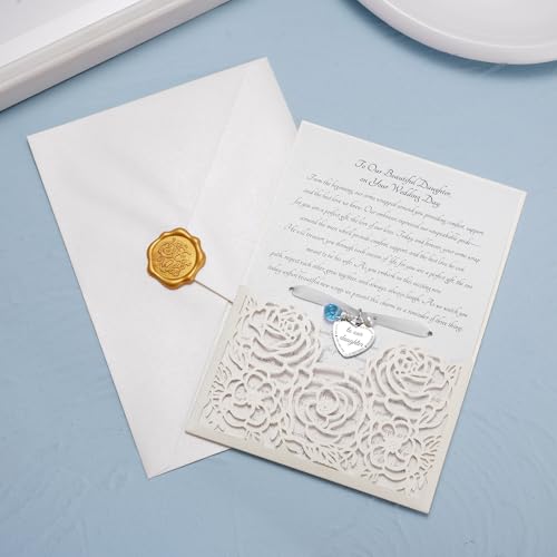 Image of MIXJOY Something Blue Gift for Bride, Wedding Day Bridal Blue Pearl Angel Wings Bouquet Garter Charm for Bride to Be