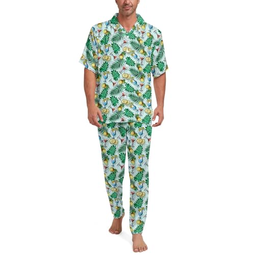 Funny Pajama Sets for Men 2PCS Short Sleeve Pajamas Sets Button Down Loungewear Set Soft Sleepwear Pjs Sets3