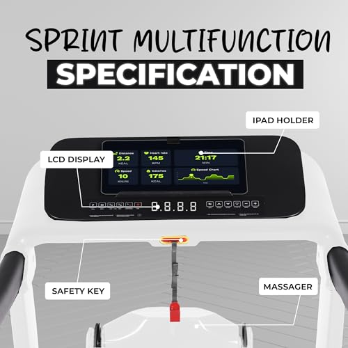 Image of Sprint Multifunction 5 HP Peak BLDC Motorized Treadmill |16 Km /Hr Max Speed | 140 kg User Weight | Home use