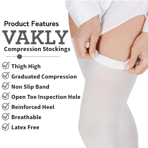 Image of 2 Pairs Compression Stockings Medical Thigh High Anti Embolism - Unisex Ted Graduated Moderate Compression [8-20 mmHg] Hose Socks with Inspection Hole and Non Slip Top Band - for Support, Circulation & Pressure