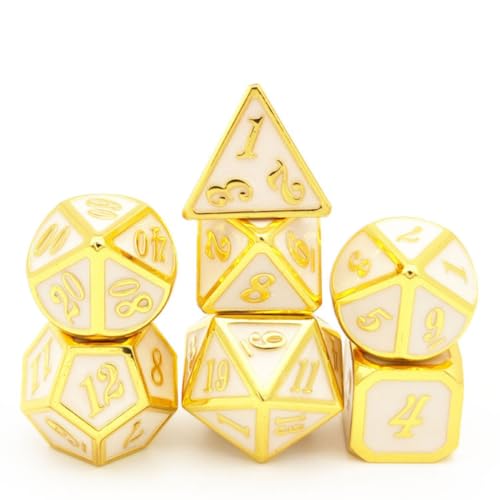 Dados de metal poliédricos de aleación de zinc juego de 7 dorados resistentes para juegos de mesa 6