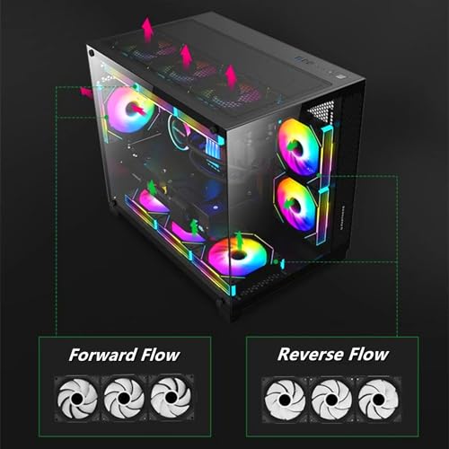 TZMRIT Reverse Flow UNI FAN Infinity 120mm RGB ARGB Triple Pack, Daisy Chain PC Fans, Black - Image 3