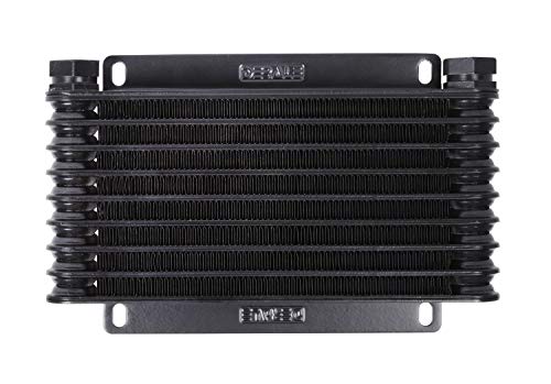 Image of Derale Fluid Cooler, 9000 Series, 9.75 x 6.25 x 1.25 in, Plate and Fin Type, 1 /2 in NPT Female Inlet /Outlet, Aluminum, Black Anodized, Automatic Transmission, Kit