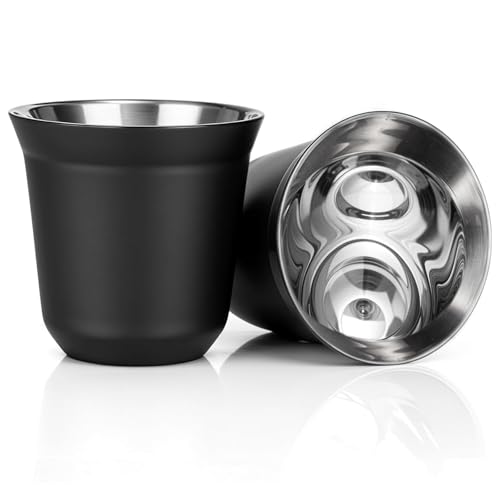 axibanni tasse expresso tasse cafe Lot de 2 tasses à moka à double paroi en acier inoxydable 304 80 ml