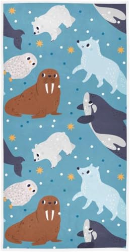 フェイスタオル バスタオル 綿 速乾 薄手 フクロウ 海豹 アザラシ 白熊 動物柄 大判 タオル 部屋干し 柔らかく 肌に優しい 四季通用 家庭用 ホテル 業務用