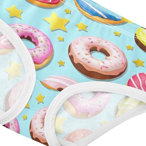 Pattern Girls Underwear Toddler 2t Cotton Panties for Girl Colorful Donuts Stars Light Blue Briefs Girls Undies4
