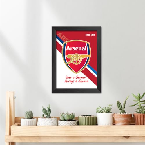 Image of TenorArts Arsenal Football Club Poster Logo Tagline Laminated Photo Frame Painting with Matt Finish Black Textures(12 inches x 9inches)