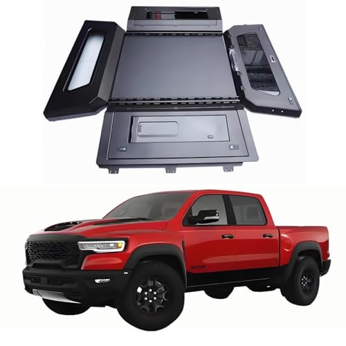HOMEWRQ Tonneau Cover Pickup Truck Topper Bed Cap Canopy for Dodge RAM 1500 2500 3500 2006-2025 2026 5.7ft (67.4") Box Short Bed Cover with Lock Hardtop Accessories(Style B:Side Glass Sliding Window)