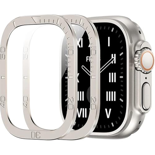 Protector Apple Watch Ultra 2 49mm vidrio templado y marco metálico iWatch Series Ultra 1
