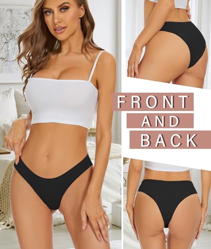 Image of Sexy Seamless Underwear Wave Edge No Show Bikini Panties V-waist Ice Silk Hipster Lady Cheeky Invisibles Briefs 6 Pack