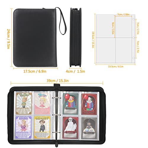 Cicikiea Trading Card Binder Holder, Fits 400 Cards With 50 Removable Sleeves, Pu Leather Photo Card Collector Album Carrying Holder For Baseball Card Album Binder Folder, Black #TOP1