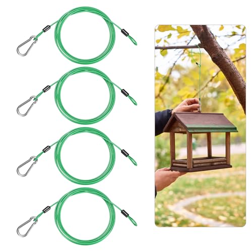 M METERXITY 4-Pack Bird Feeder Hanger with Snap Clip 200cm/79in, Green