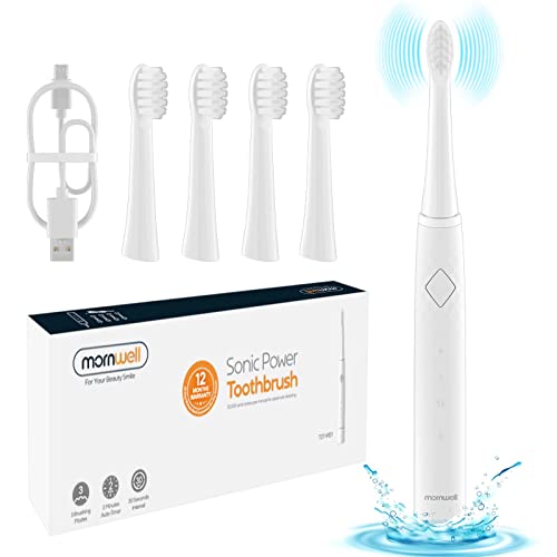 Sonic Electric Toothbrush T27 Electric Toothbrush with 4 Dupont Brush Heads Ultra Sonic Motor 3 Modes & Smart Timer Rechargeable Electric Toothbrush for Teenagers and Adults