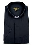 Mercy Robes Mens Short Sleeves TAB Collar Clergy Shirt (18.5' Neck, Black)