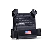 Northgym Adjustable Fitted 20lbs Weighted Vest for Men and Women/Perfect for Endurance & Strength Training and WODs in Black / 2 Moulded 8.75lbs Weight Plates Included