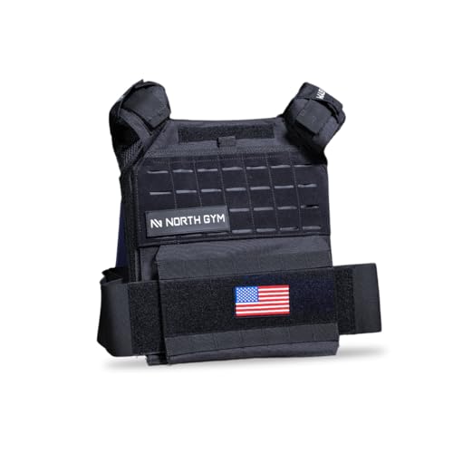 Northgym Adjustable Weighted Vest/Incl. Two 3D Weight Plates in 14lbs / 20lbs/ 30lbs/ 42.5lbs - Optimized Weight Distribution and with Curved Plates for Running, Functional Training and Working Out