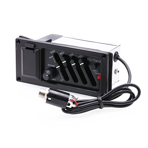 Guitar Eq-7545R 4-Band Eq Equalizer System Acoustic Guitar Preamp Piezo Pickup For Cigar Box Guitars Black (Flat) #TOP2