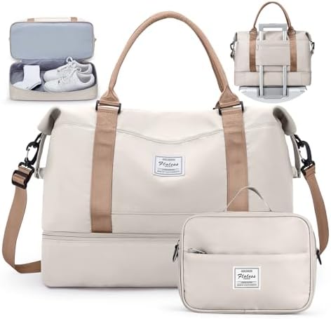 Travel Duffel Bag with Shoes Compartment, Carry on
