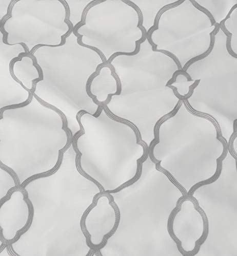 Goodgram 2 Pack Embroidered Semi Sheer Geometric Quatrefoil Grommet Top Window Curtains With Satin Backing For Privacy - Assorted Colors & Sizes (Gray, 84 In. Long) #TOP3