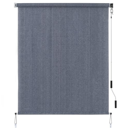 SEEYE Custom Size Outdoor Sunshade Roller Shades, Cordless Roll Up