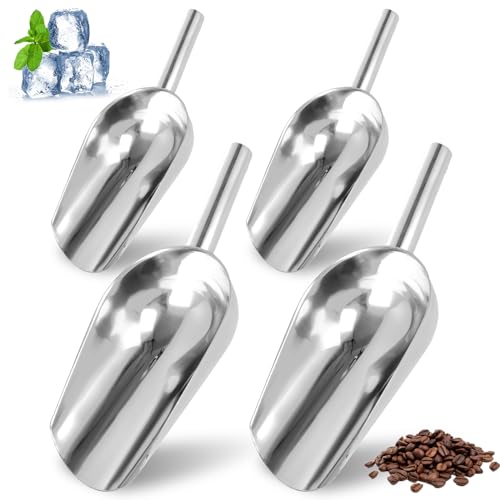 LDHHYH Ice Scoop 8oz 4PCS Stainless Steel Metal Scoop for Bar Small Food Flour Scoops Sweet Scoops for Kitchen Bar Party Wedding Buffet Mirror Finished & Easy Clean Dishwasher Safe