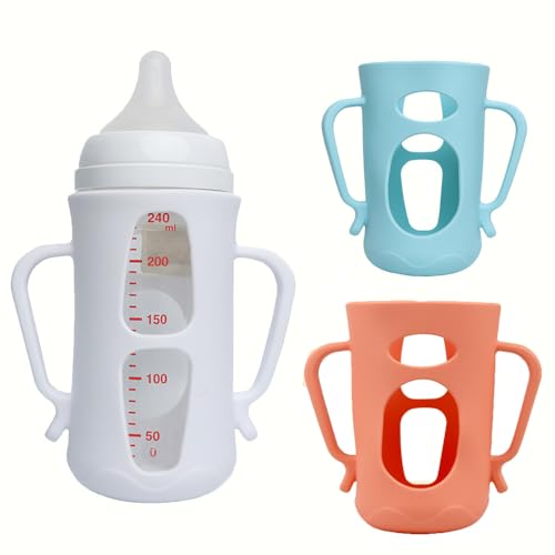 Image of For Pigeon Glass Baby Bottle Silicone Holder, compatible with 8.1 oz, designed exclusively for glass baby bottles. (8.1oz) 3pcs