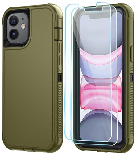 Image of SunStory Compatible with iPhone 11 Case with HD Screen Protector, 3-Layer Heavy Duty Full-Body Cover,3 in 1 Hybrid Protective Case for iPhone 11 6.1 inch,ArmyGreen