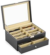 CO-Z Sunglasses Organizer with 16 Slots, Leather Eyeglasses Storage Box for Women Men, 2 Story Lo...