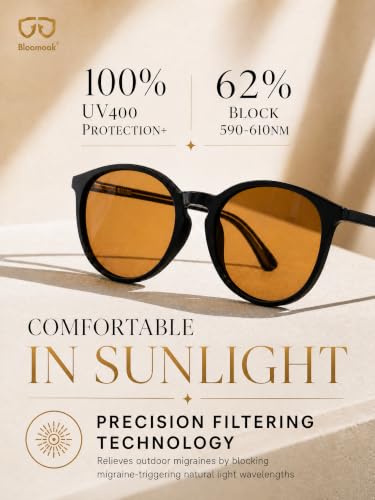 Image of Bloomoak Rose Migraine Glasses, FL-Flex Light Sensitivity Relief Glasses for Fluorescent LED Glare /Photophobia /Eye Strain