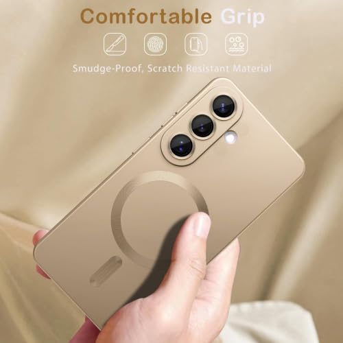 Image of DIZORO Compatible with Samsung S26 Case, Compatible with Mag Safe, Matte Luxury Metallic Luster Flexible TPU Wireless Charging Shockproof Case with Camera Protector Desert