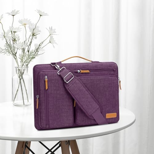 Image of MOSISO 360 Protective Laptop Shoulder Bag,15-15.6 inch Computer Bags Compatible with MacBook Pro 16 inch, HP, Dell, Lenovo, Asus Notebook,Side Open Messenger Bag with 4 Zipper Pockets, Argyle Purple