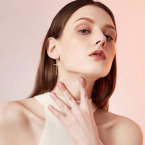 Jeka Cross Long Dangle Earrings For Women Girls Stainless Steel Fashion Jewelry Gold #TOP3