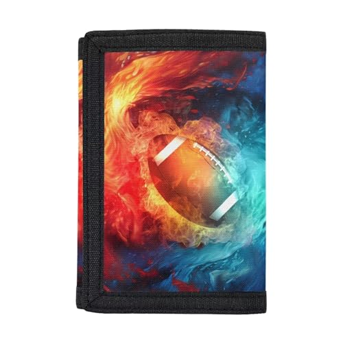 INSTANTARTS Rugby Boys Coin Pouch Trifold Wallet Coin Organizer Water and Fire are Immiscible Portable Handy Money Bag