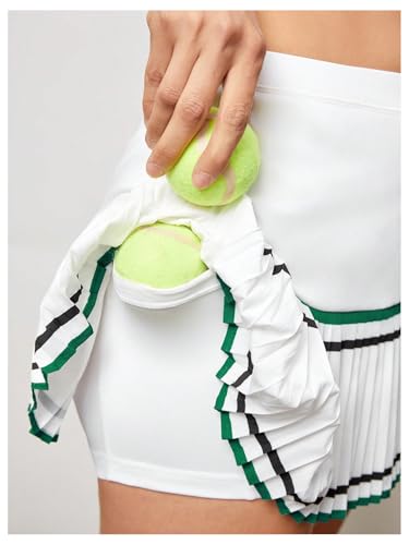 Verdusa Women's Striped Pleated Tennis Skirt High Rise Mini Athletic Skort with Pockets4