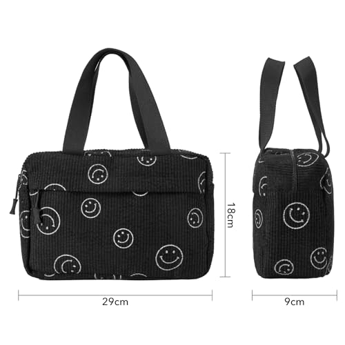 Jiliyote Toiletry Bag Women Large Makeup Bag for Toiletries Wash Bag Ladies Toilet Bag Corduroy Cosmetic Bag for Girls - Image 4