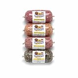 Frozen Raw Dog Food Variety Pack - 24 Rolls (500g Each, 12kg Total) - Includes Chicken, Vegetables, Tripe, Beef Flavours) BARF Diet