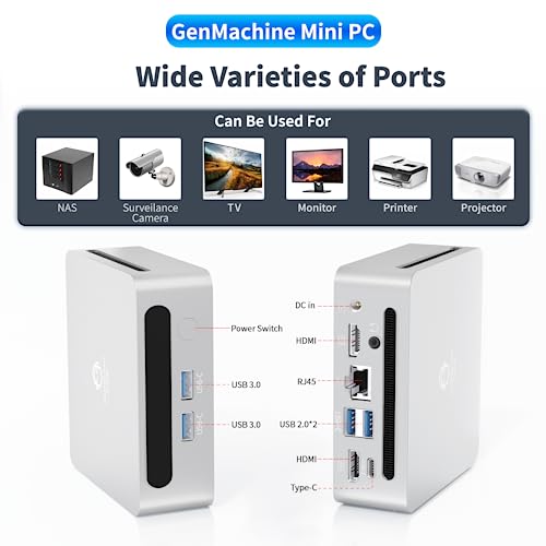 Genmachine Mini Pc, Home Server, Thin Client Computer, Home Theater Pc With Amd Ryzen 5 5500U (Up To 4.0 Ghz) 16G Ddr4+512Gb M.2 Nvme Ssd, 4K Triple Displays, Win11 Pro Preinstalled, Father Gift #TOP2