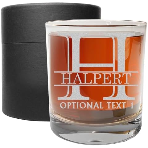 Personalized Engraved 11oz Custom Whiskey Glass, Whiskey Gifts for Men, Bourbon Glass Etched, Birthday Gifts for Men Dad Husband Groomsmen Gifts, Customized Father's Day Gifts, Halpert Monogram Cover
