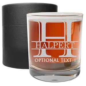 Personalized Fathers Day Etch 11oz Whiskey Glass, Custom Dad Whiskey Gifts for Men, Bourbon Glass Engraved, Birthday for Men Husband Groomsmen Gifts, Customized Father Monogram, Halpert