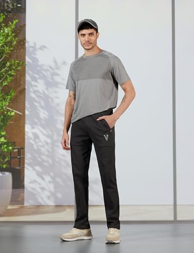 Image of Van Heusen Men's Track Pant | Premium Trackpant | Side Zipper Pockets |Mid-Rise| Comfort Fit | Utrasoft Cotton Rich Fabric | Breathable & Casual | Easy Stain Release| Anti-static fabric | Activewear | Drawstrings | Style 50051