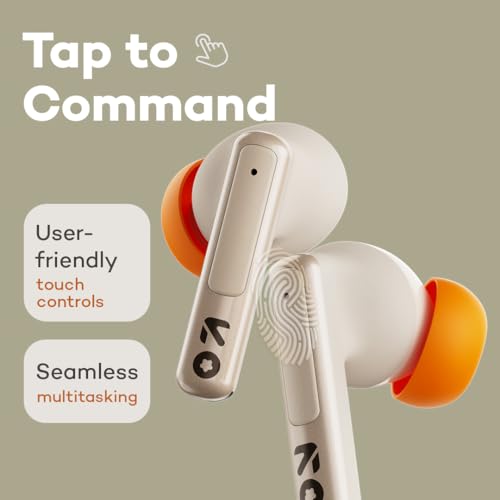 Image of GOBOULT W60 with 60H Playtime, Zen Quad Mic ENC, 50ms Xtreme Low Latency, Made in India, Type-C Fast Charging, 13mm Driver, IPX5 Combat Gaming Mode,TWS Ear Buds Wireless (White)