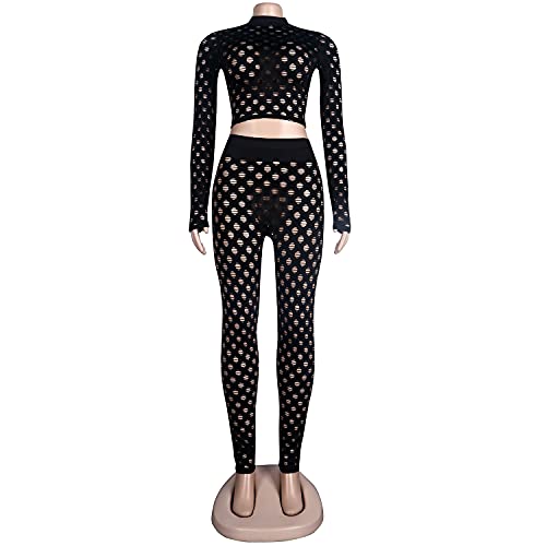 Ophestin Women Sexy 2 Piece Outfits Crop Top Bodycon Pants Set Tracksuit Black Xxl #TOP3